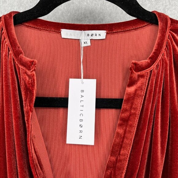 Baltic Born Artemis Velvet Maxi Dress Size XL Terracotta Red Tiered Romantic NEW - Picture 6 of 11